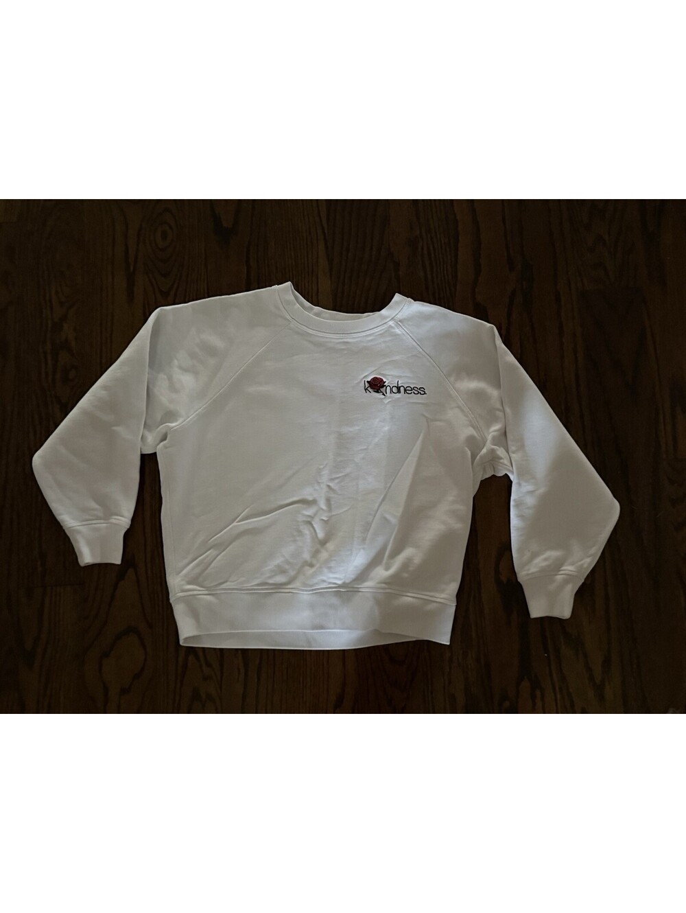 J.Crew University Terry Kindness Rose Embroidered Sweatshirt Women Small White